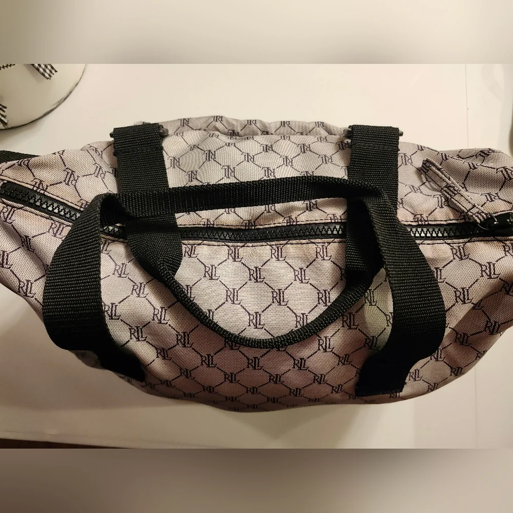 Lauren Ralph Lauren Weekender, NW PLASTIC TAG Gray/Blk, Double Handle + Strap - Picture 8 of 15